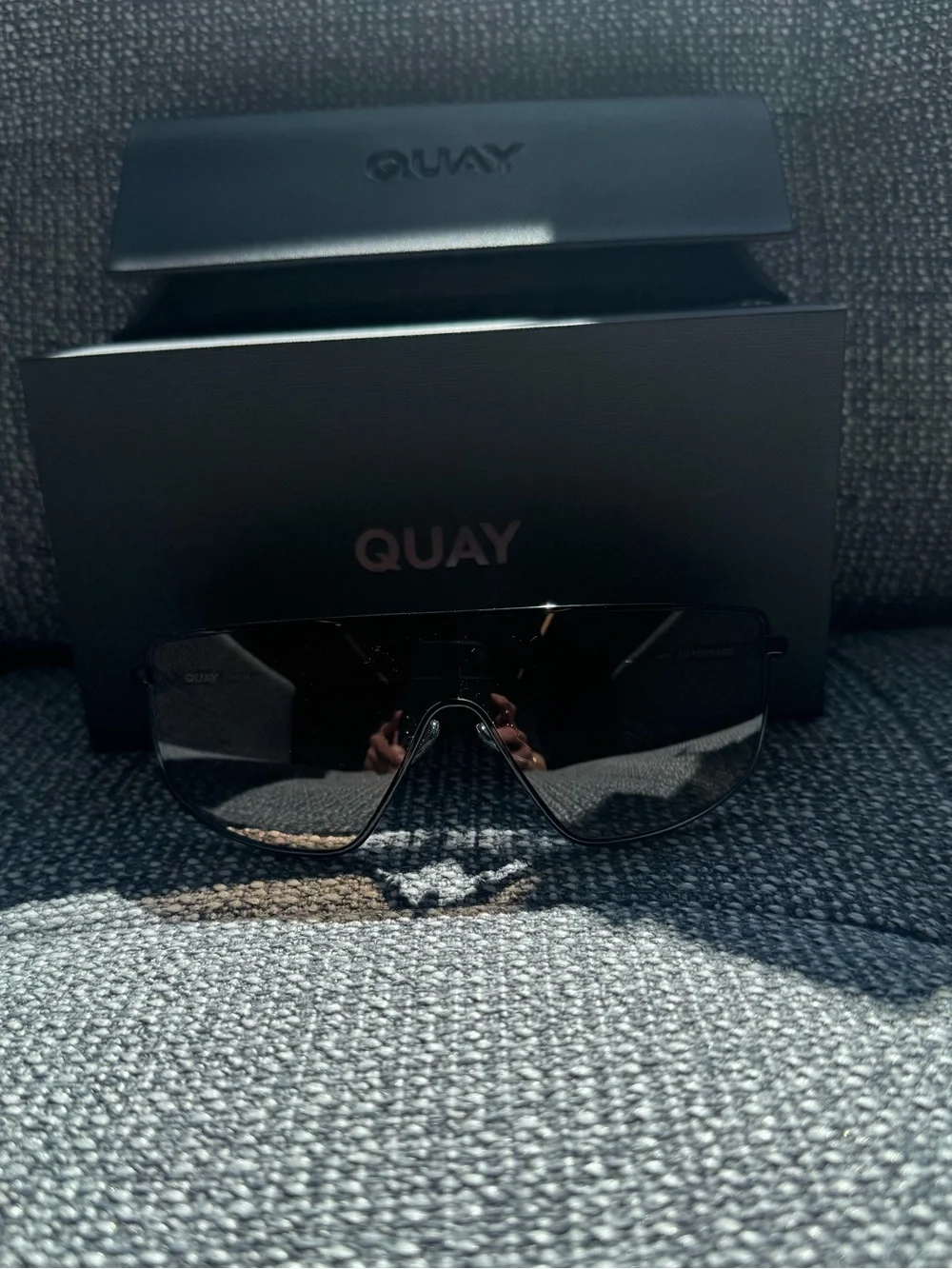 Quay Shield Sunglasses in Dark Brown/Black